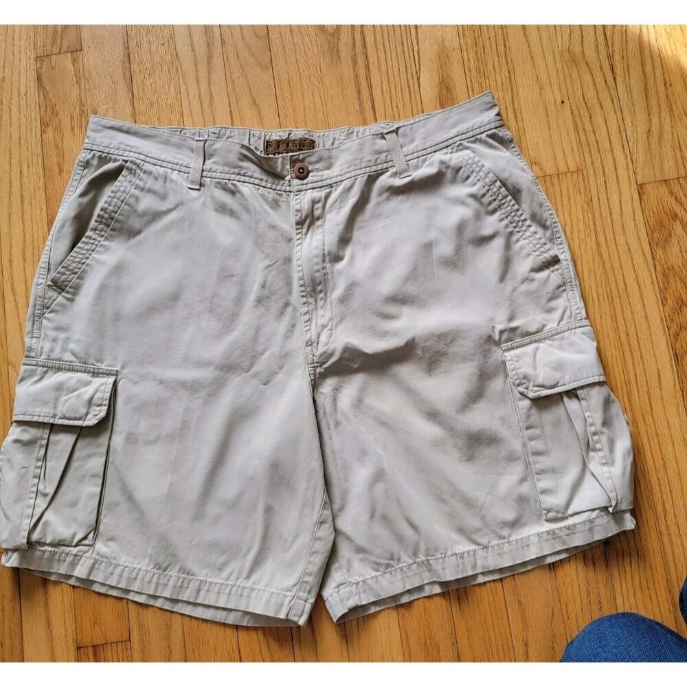 North River Cargo Shorts Men's 40 Kakhi multiple pockets 100% Cotton